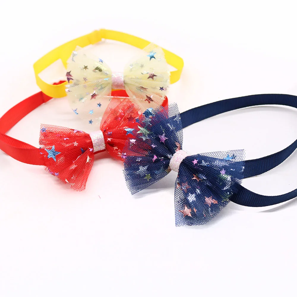 30PCS Lace Dog Bows Handmade Pet Collar Cute Dog Bow Tie Adjustable Dog Bowtie Pet Grooming Accessories For Dogs and Cats