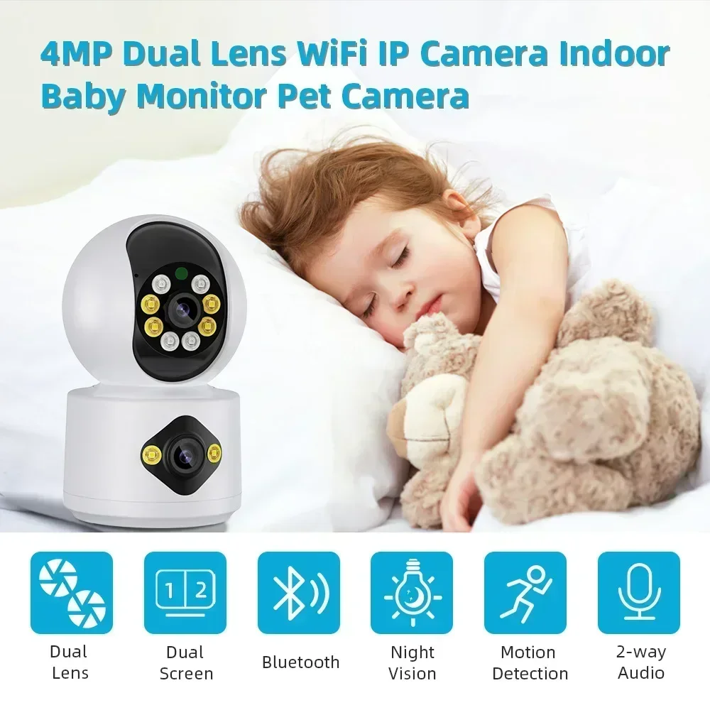 6MP Home Indoor Gun Ball Linkage Dual Lens Binocular WiFi IP Camera Mobile Remote Security Protection Video Surveillance Camera