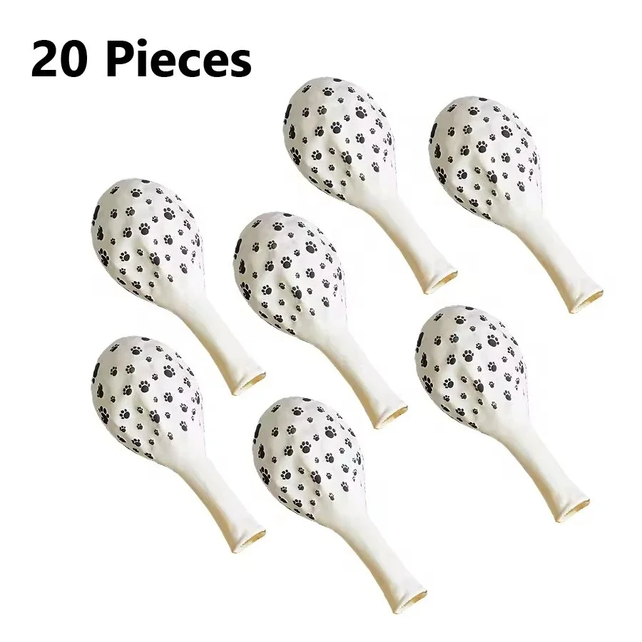 10/20pcs Dog Party Supplies 12" Latex Balloons Dog Birthday Kids Baby Shower Balloon Decoration Toys Black White Dog Paw Print view 6