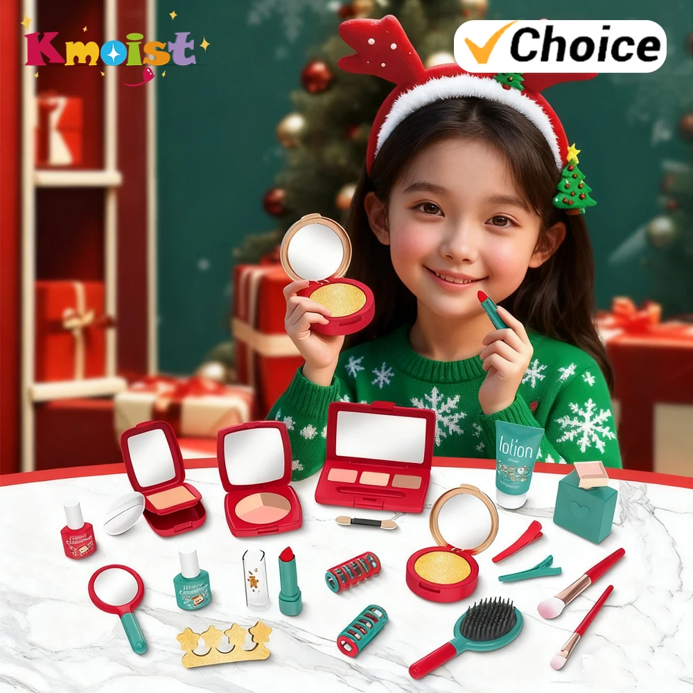 Presentes de natal simulação cosméticos meninas diy compõem conjuntos de brinquedos beleza não real compõem fingir jogar conjunto brinquedos para meninas crianças natal