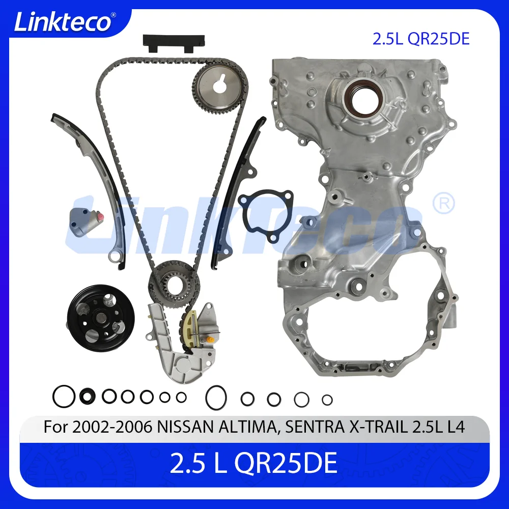 

Комплект цепи ГРМ, крышка масляного насоса водяного насоса, подходит для 2002-2006, 2,5 л для Nissan Altima Sentra X-trail QR25DE 9-4212S AW9427 13500ET80C