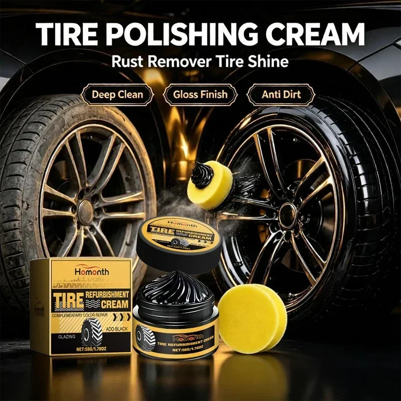50g Tire Coating Wax Car Tire Retreading and Film Plating Cream Tire Shine Coating Wax Auto Rubber Parts Shiny Paste