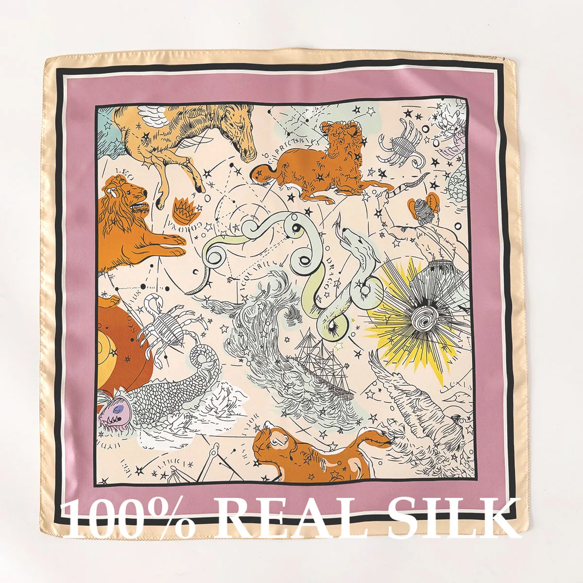 

New 100% Pure Silk Square Scarf Women Luxury Print Summer Beach Sun Protection Scarves Hijab Shawl Wrap Hairband Foulard Bandana