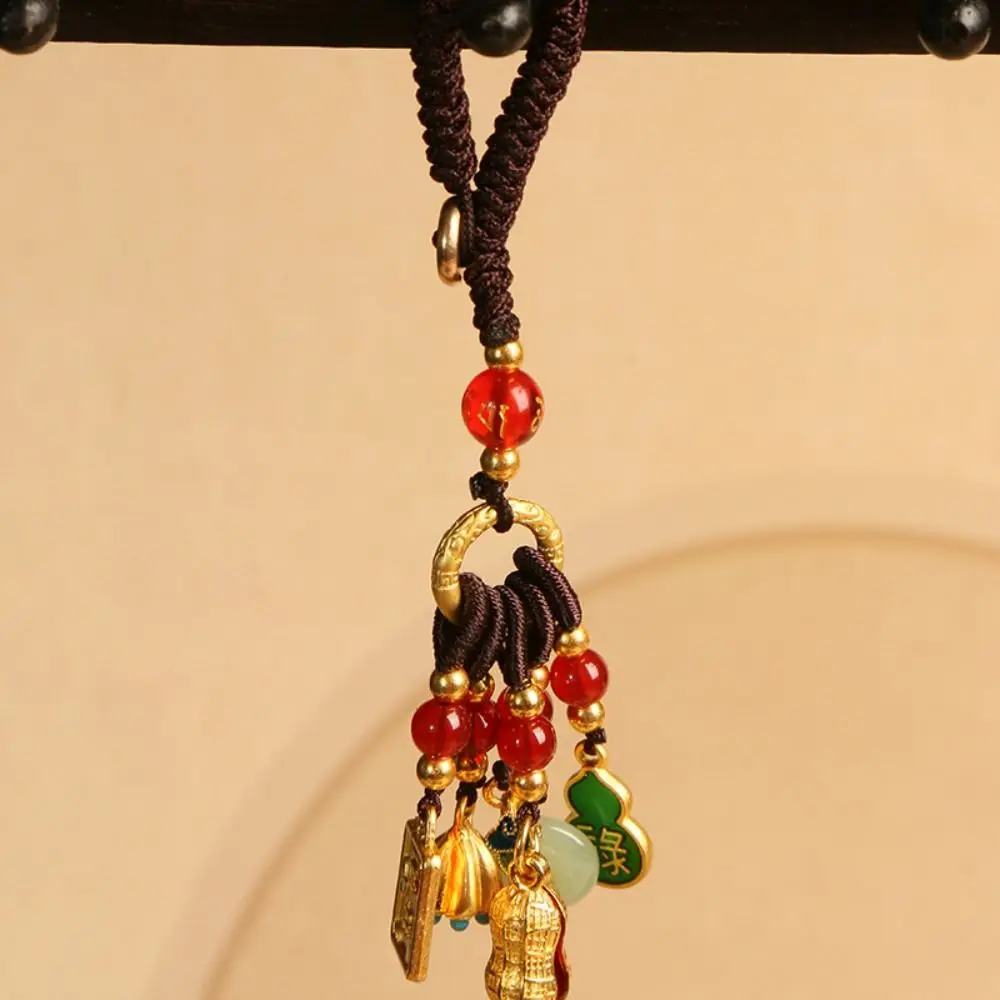 Small Pendant Car Keys Charms Enamel Yuanbao Plutus Lucky Keychain Short Lanyard Car Key Charms Key Chain Strap Phone Pendent