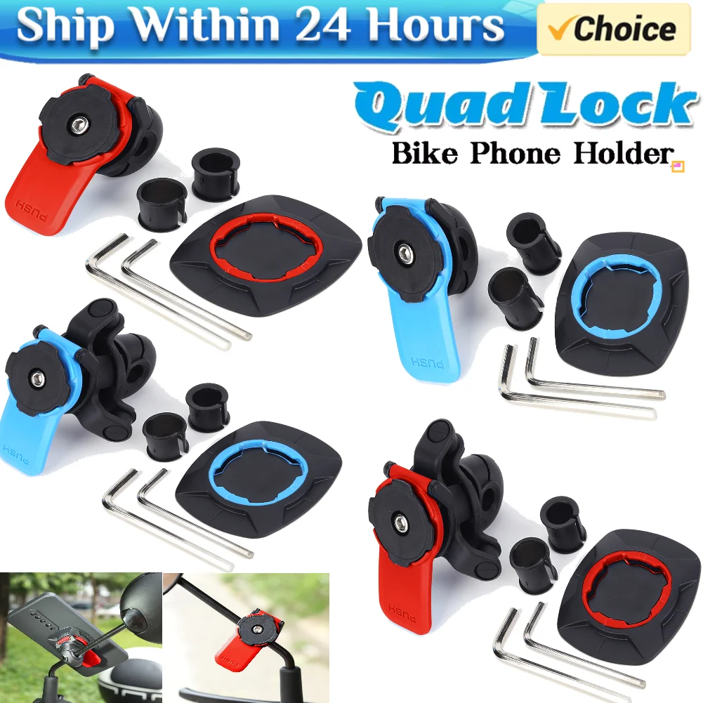 Phone Holder Rearview Motorcycle Bike Handbar Mirror Mount Support Shock-resistant Quad Lock Phone Holder Stand 360° Rotatable