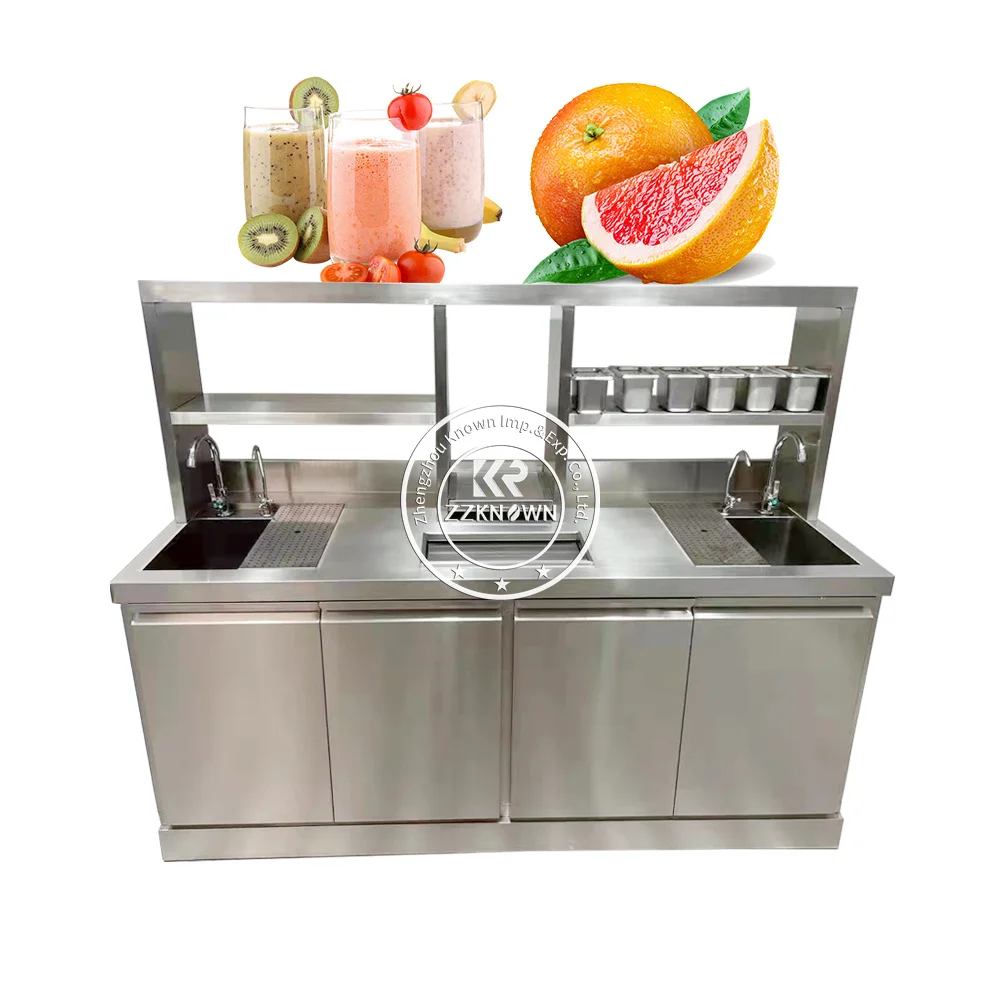 2023 Factory Direct Stainless Steel Bubble Tea Drink Station Milk Tea Counter Worktop Counter