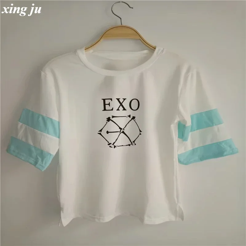 شينغ جو النساء رقص الجاز قصيرة الأكمام بلايز المغني الكوري مرحلة الأداء س الرقبة تي شيرت مهرجان موضة DJ مرحلة الرقص ارتداء