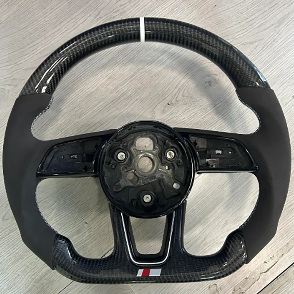 

White Stitching Alcantara Real Carbon Fiber Steering Wheel For Audi B9 A5 RS4 RS5 S4 S5 2018 2019 2020 2021 2022 Custom Style