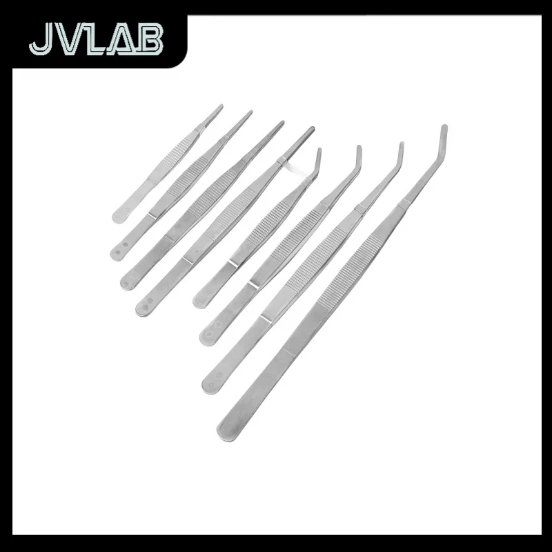 

304 Stainless Steel 12.5-25cm Bent Tip Tweezers Precision Craft Repairing Tool Non-Slip Grip for Lab Electronic Use ​JVLAB​