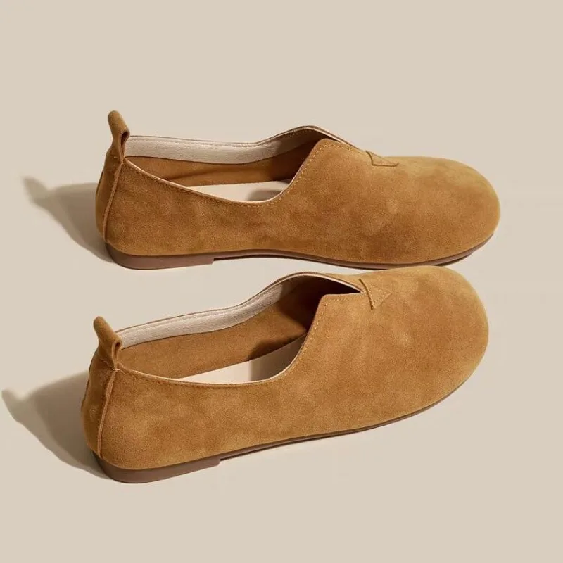 Zapatos para mujer con punta redonda, zapatos planos sin cordones para primavera y otoño, elegantes Y2k con descuento, estilo coreano, venta al por mayor, punto elegante