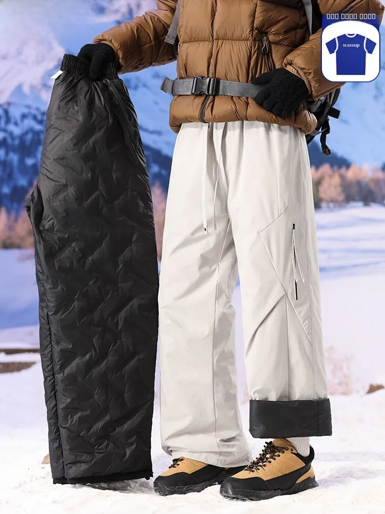 

Wassup Dozen Men's Outdoor Winter Ski Pants Fce Lined Cold Proof Straight Leg Trousers for Sports Youth Faion
