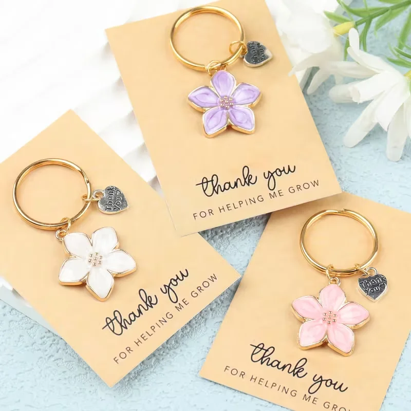 3 porte-clés romantiques en forme de fleurs avec cartes de remerciement, parfaits pour la famille, les enseignants et les proches – Idéaux comme cadeaux pour les anniversaires, Thanksgiving et la rentrée scolaire.