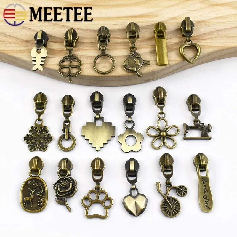 5-30P 5# Bronze Nylon Zipper Sliders for Clothes Bags Jacket Zippers Pull Pocket Shoes Zip Head Repair Kits DIY Sewing Accessory