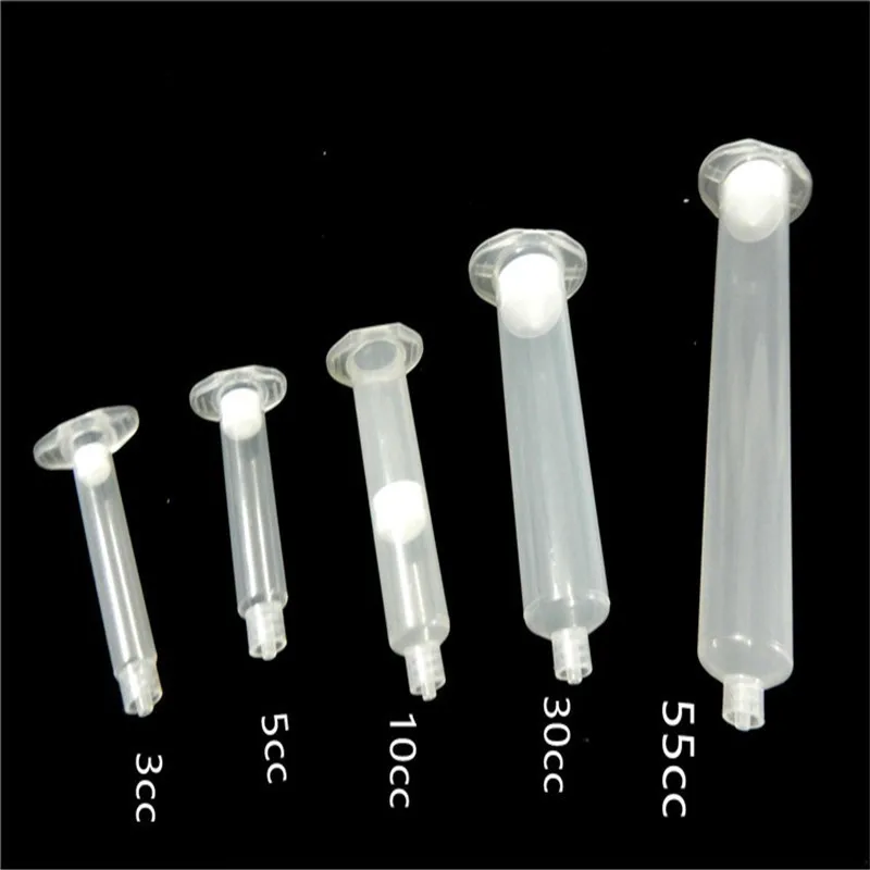 3/5/10/30/55cc/ml Plastic Air Tubing Barrel Dia Glue Dispenser Syringe Adapter piston adapter