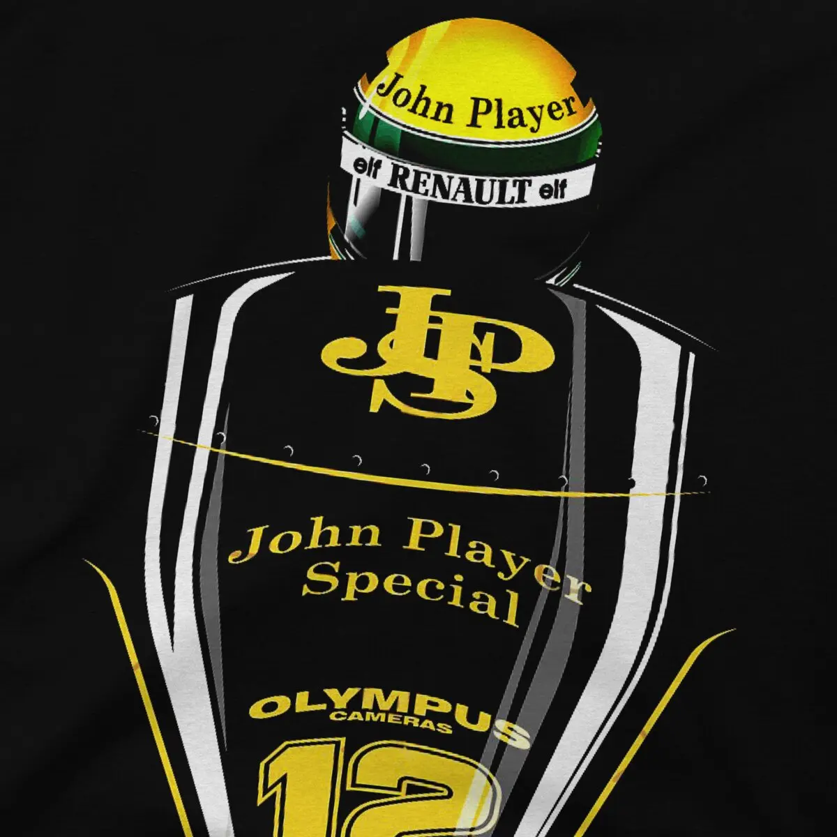 Fashion Senna Team Lotus Classic T-Shirts for Men Round Collar Cotton T Shirts John Player Special Short Sleeve Tees Gift