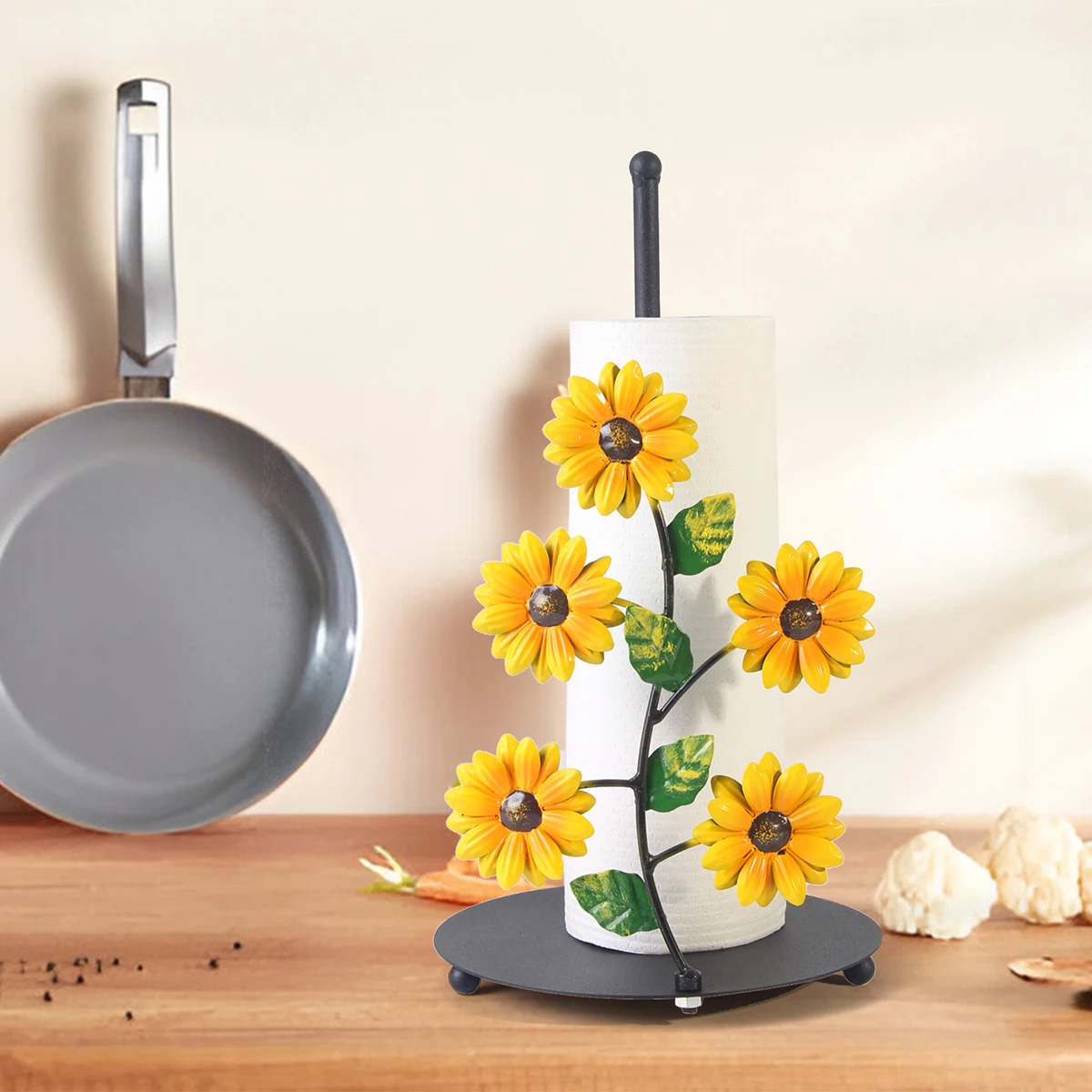 

1 шт., металлический художественный держатель для бумажных полотенец с подсолнухом, кухонные декоративные аксессуары, держатель для бумажных полотенец с подсолнухом, 3D
