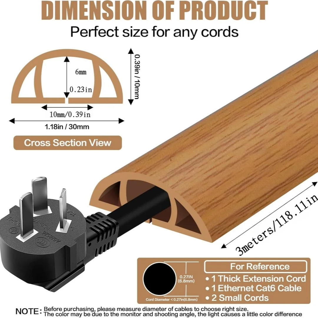 1PC 300cm/118.11in Flexible Floor Cable Duct, Self-adhesive, Pvc Floor Cable Protection, Cable Bridge, Cable Duct, Cable Hide