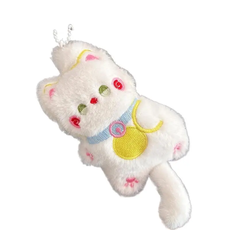 Portachiavi in peluche con gatto, ornamento da appendere, coppia di animali di peluche, portachiavi, borsa, ciondolo con corda per tessitura