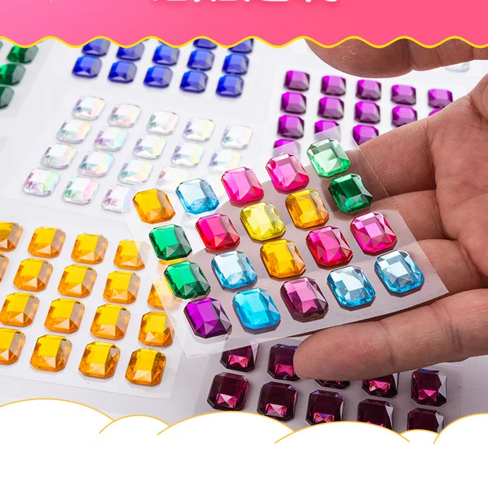 Mixed Color Adhesive Acrylic Diamond Children's DIY Gem Sticker Special-shaped Crystal Colored Diamond Rhinestone