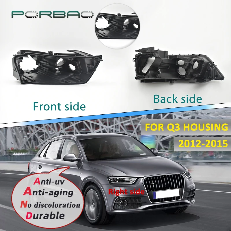 

Front Headlight Back Base Plastic Black For Audi Q3 2012 2013 2014 2015 Headlamp Housing Car Rear Base Auto Replacement Parts