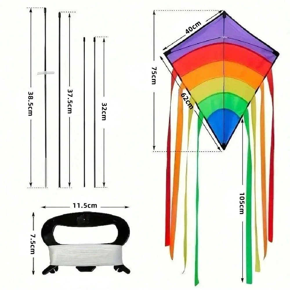 Fácil voar colorido arco-íris pipa diversão ao ar livre esportes praia crianças buitenspeelgoed cometas de vento brinquedos ao ar livre pipas