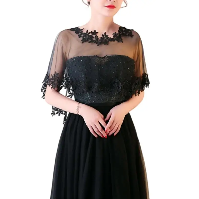 

39BD Elegant Lace Bridal Shawl Slip On Capelet For Wedding Dress And Formal Event Lightweight Breathable Design