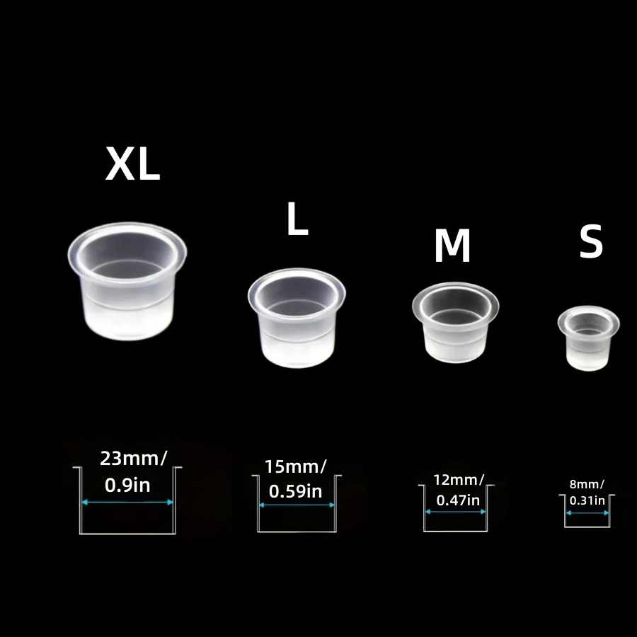 100Pcs S/M/L/XL Disposable Tattoo Ink Cup Plastic 8-23mm Permanent Makeup Pigment Clear Holder Container Cap Tattoo Accessory image 3