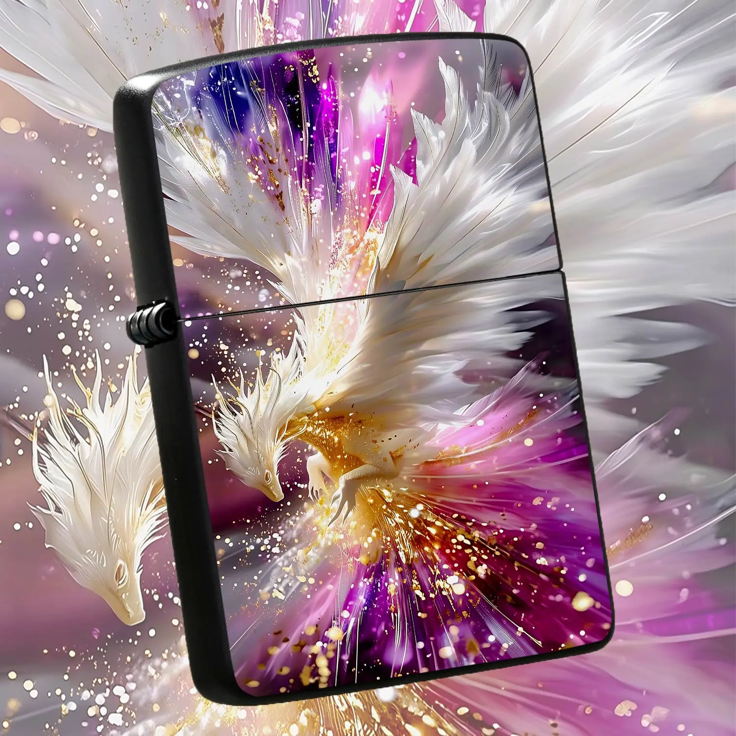 Fantasy White Feather Dragon Pattern Lighter, Exquisite Ethereal Aesthetic Design, Magical Glowing Art Style, Perfect For Daily Use, Gifting And Collection, Delicate Decorative Accessory For All Occasions, Unique Dreamy A Humorous And Inter