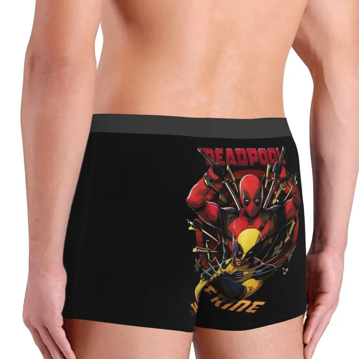 Custom D & W Deadpool Superhero Underwear Male Printed Boxer Shorts Panties Briefs Soft Underpants