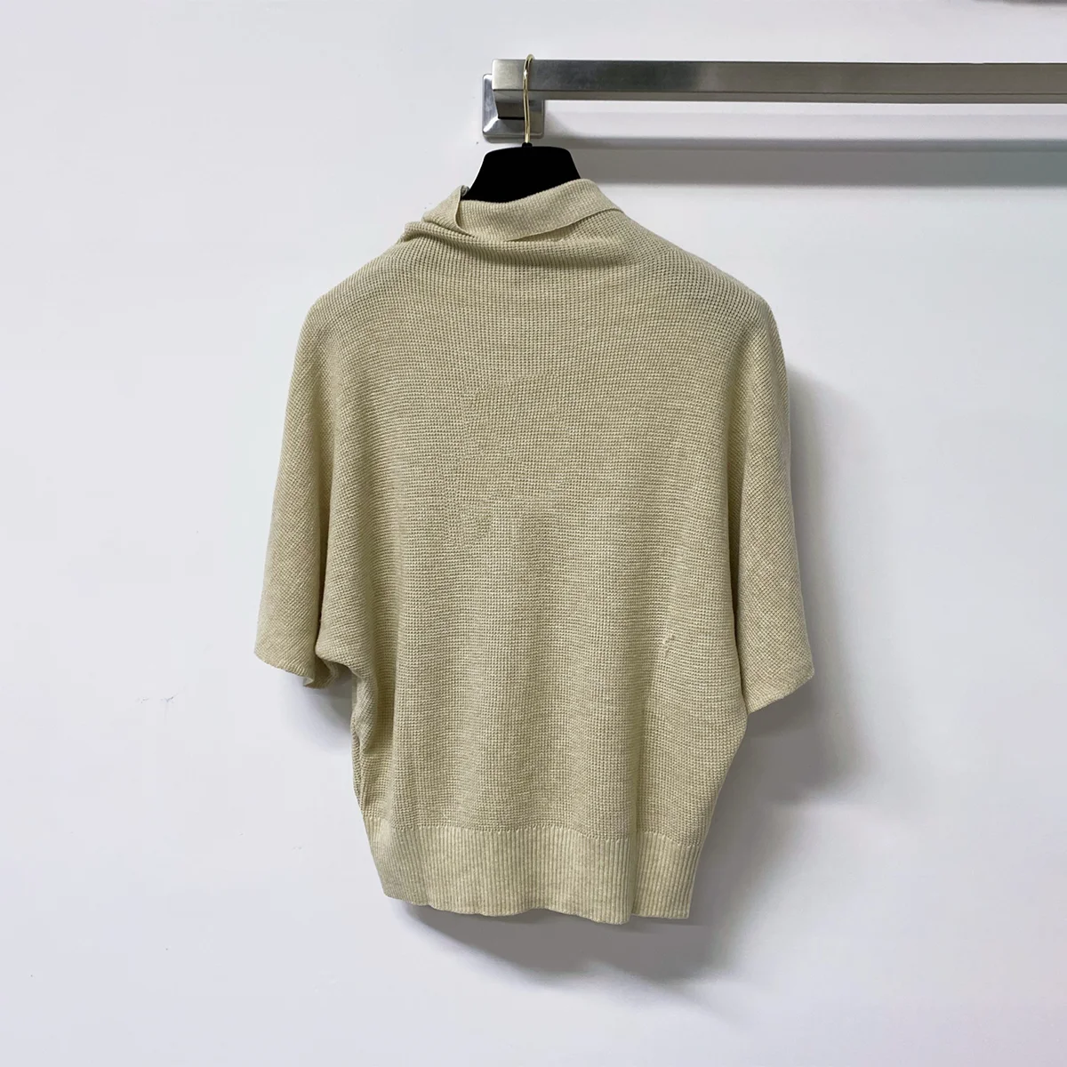 2026 High Quality Women's Stacked High Collar Bat Mid Sleeve Knitted Top--hb813