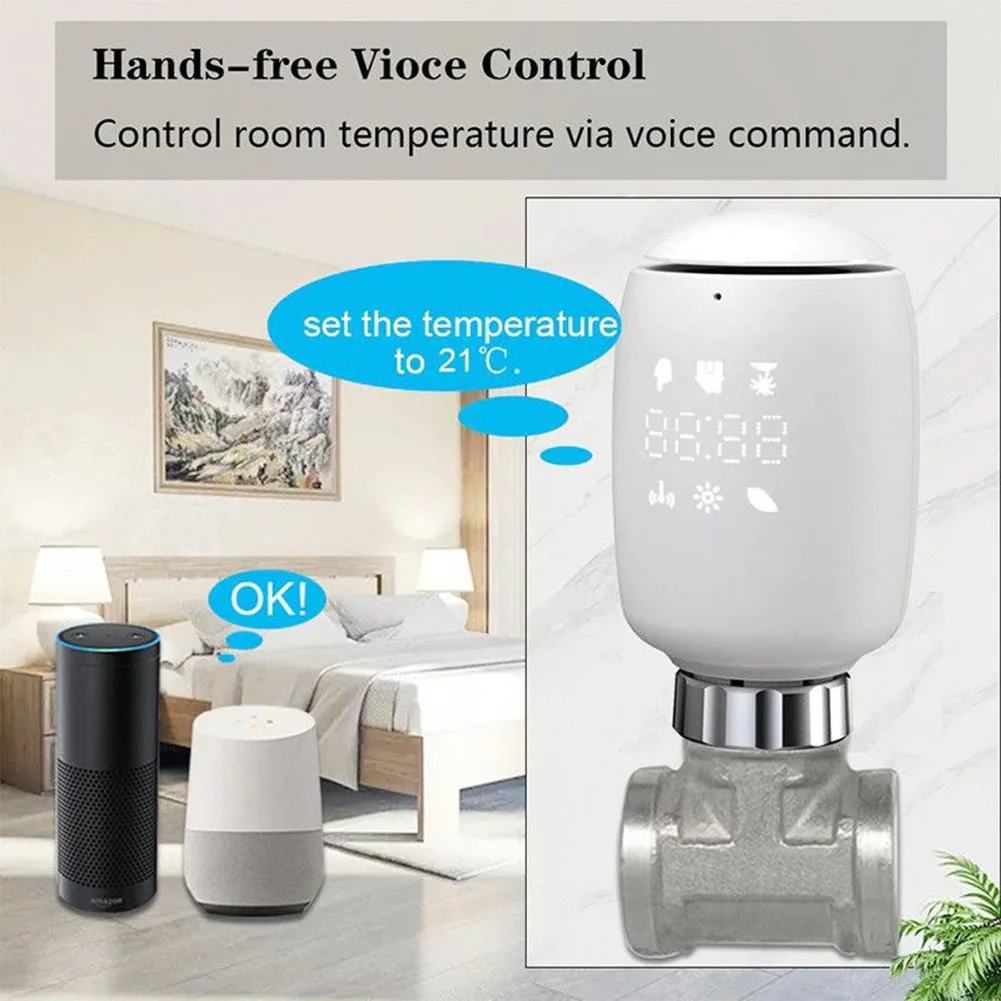 Thermostats Radiator Thermostat Energy Saving Pvc+DIE-CAST AL Smart Intelligent Controller With App WiFi Heating