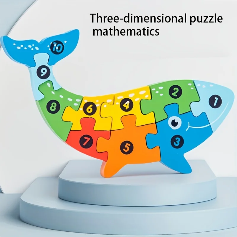 Drewniane puzzle 3D ze zwierzętami, edukacyjne, z kreskówkami, do wczesnej nauki, rozwijające poznawcze i intelektualne umiejętności, gra-puzzle dla dzieci w wieku 3+ lat, zabawki.