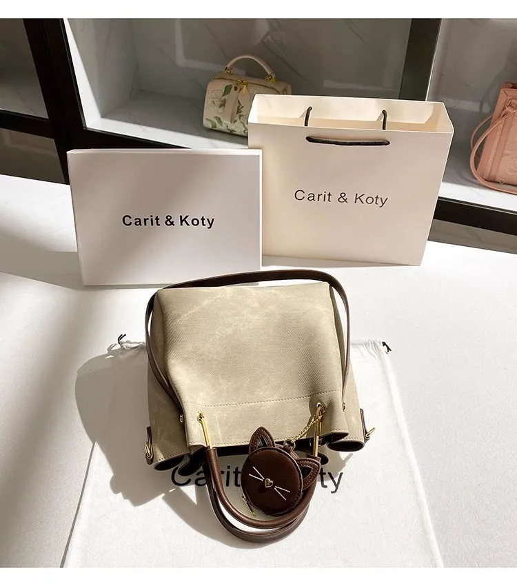 Large Capacity Textured Bucket Bag Fashion Casual Bag High Quality Women\'s Handbag Lady Purse Shoulder Messenger Bag