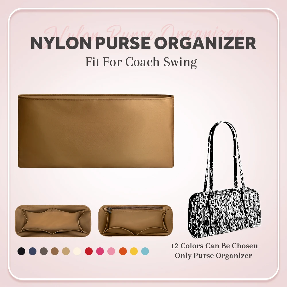 

Nylon Purse Organizer Insert, Inner liner Bag Organizer Insert Fit for Coach Swing Handbag Inside Storage Makeup Bag In Bag