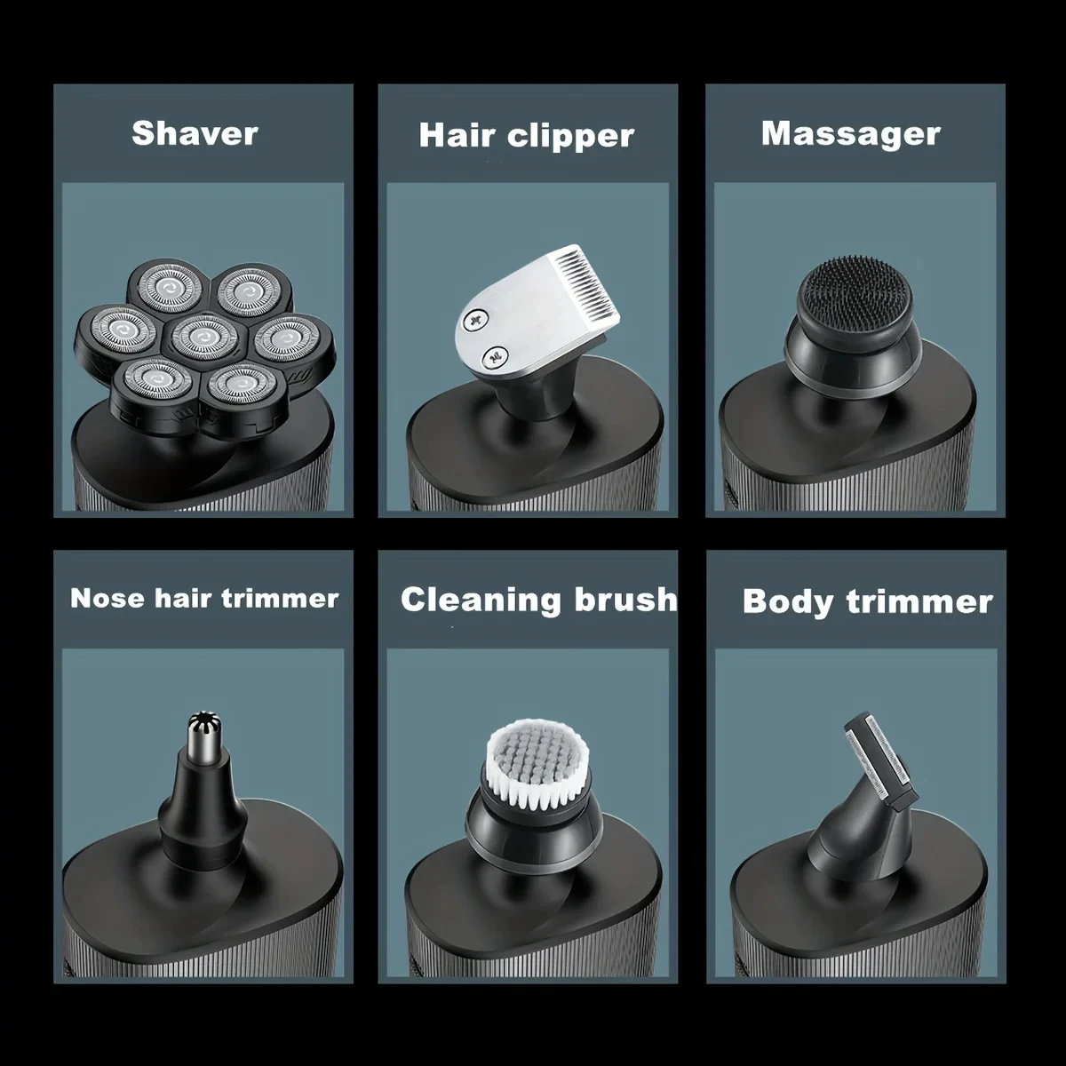 Unicórnio novo ipx6 à prova dwaterproof água seis em um barbeador elétrico 7d sem fio recarregável careca barbeador barba beleza conjunto de limpeza profunda