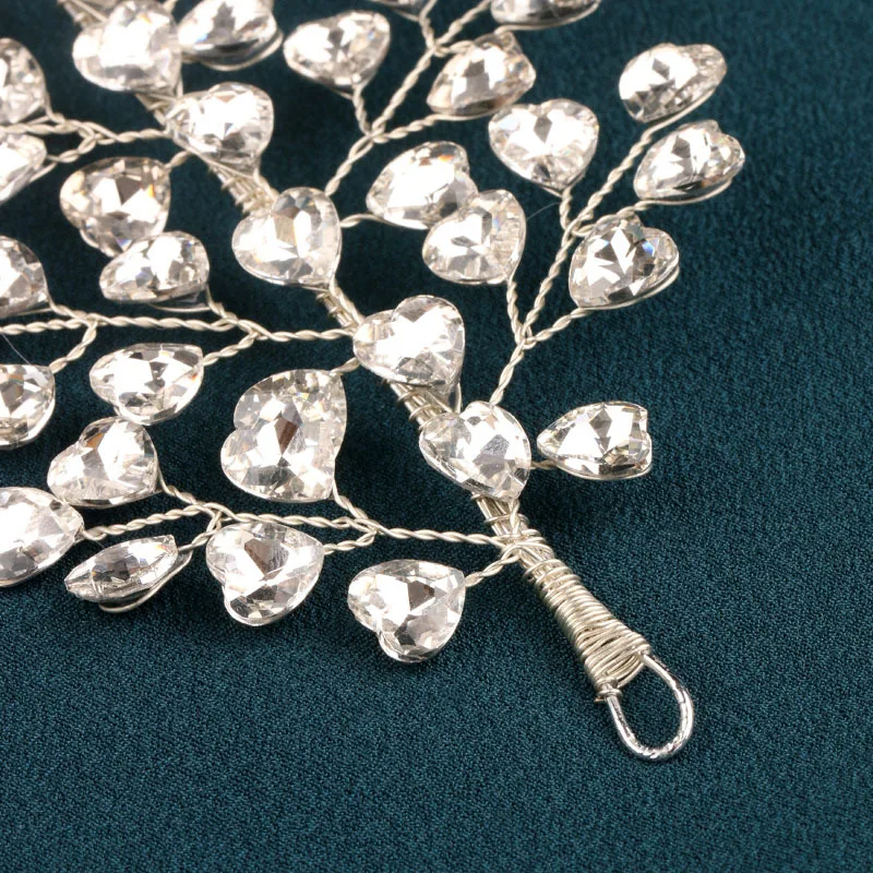 SLBRIDAL Handgefertigte Braut-Tiara mit Mehrfach-Kristallen, Strass und Perlen, Hochzeits-Kopfschmuck, Haaraccessoires für Frauen und Mädchen – Detail 7