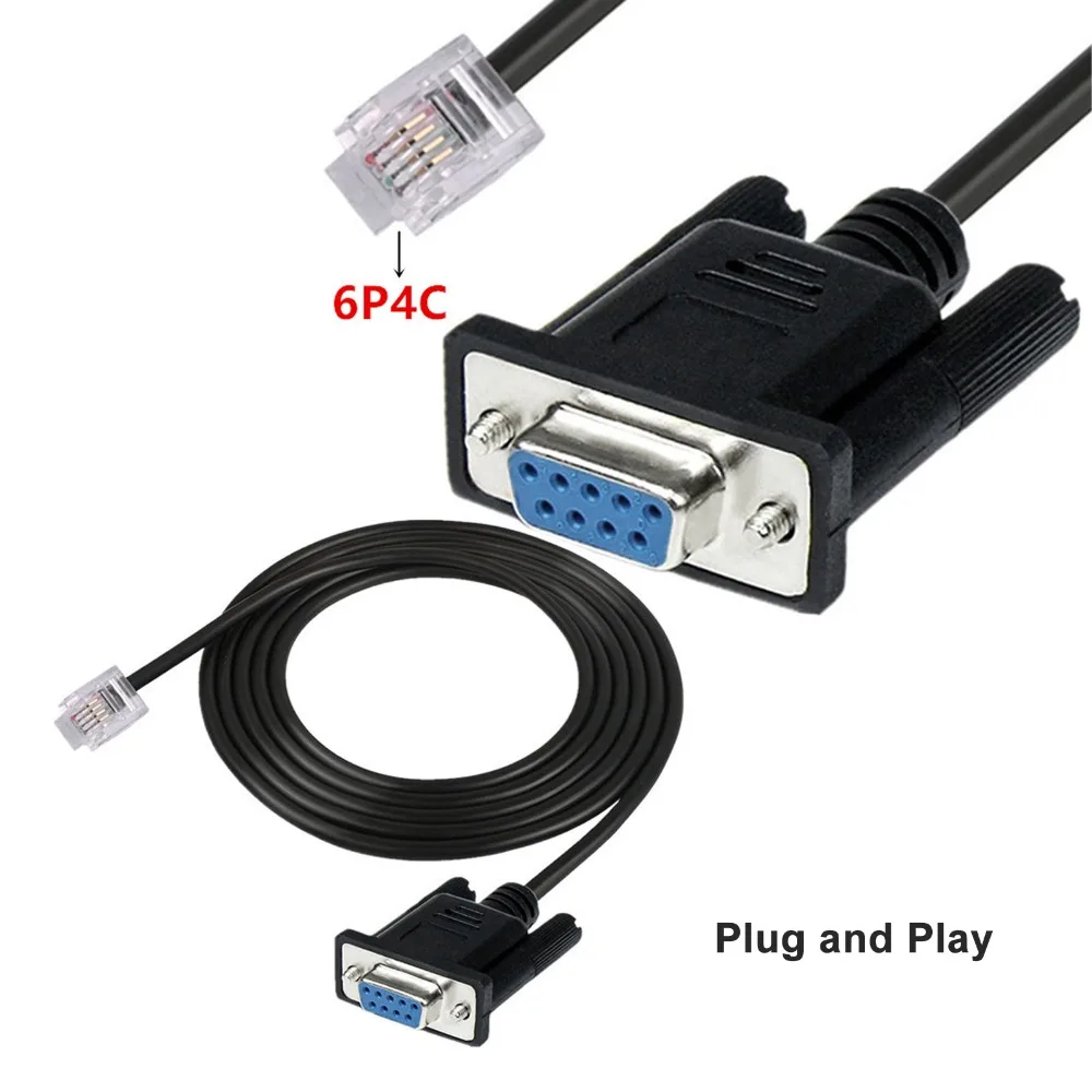 PVC DB9 RS232 to RJ11 6ft 6P4C Serial Console Cable Plug and Play Cable for APC AP7800 AP7900 940‑0144A Serial Communication
