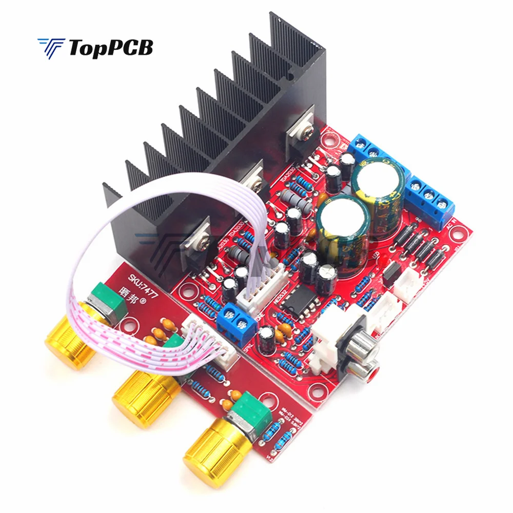 TDA2030A 2.1 Channel Power Amplifier Board 12V 2A Volume Bass Treble Adjustable Audio Amplifier for Subwoofer Speaker Computer