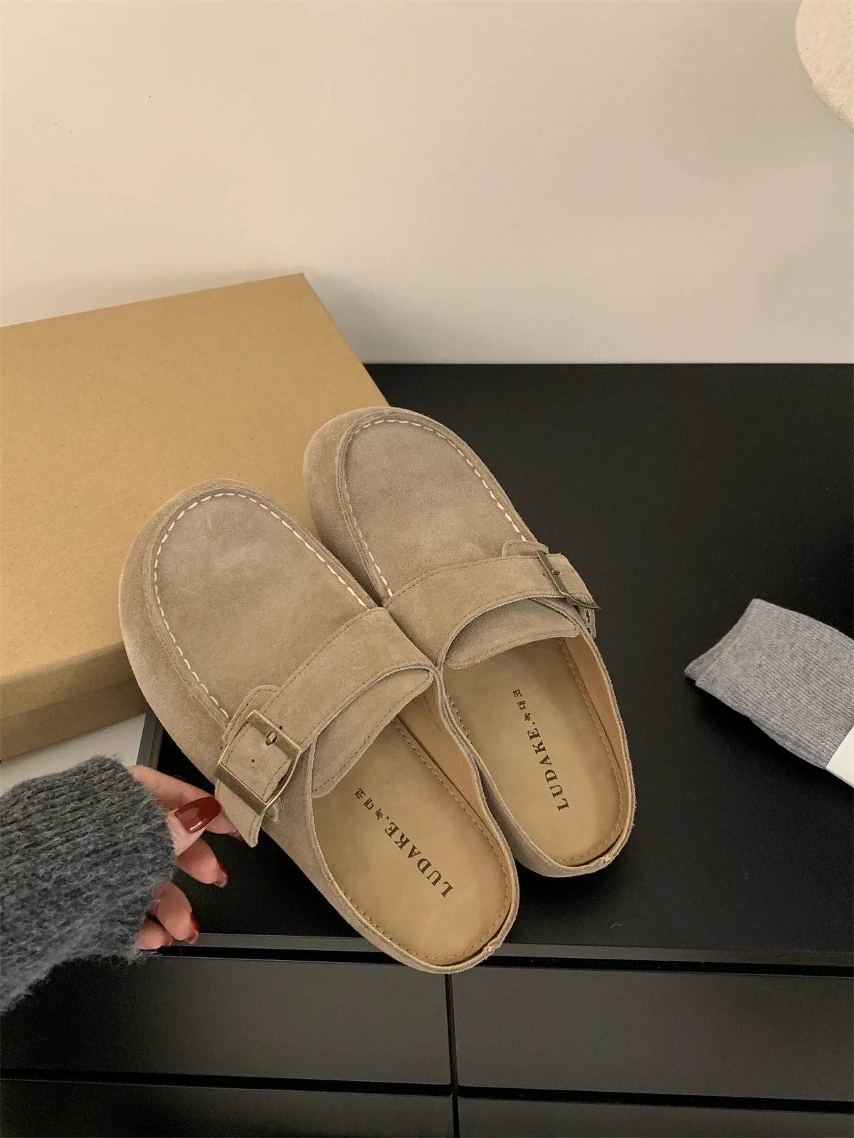 Walking Cozy Casual Baotou Half Slipper Loafers Female Fashion Slingback Slip On Mule For Women Platform New 2024 Design Comfort