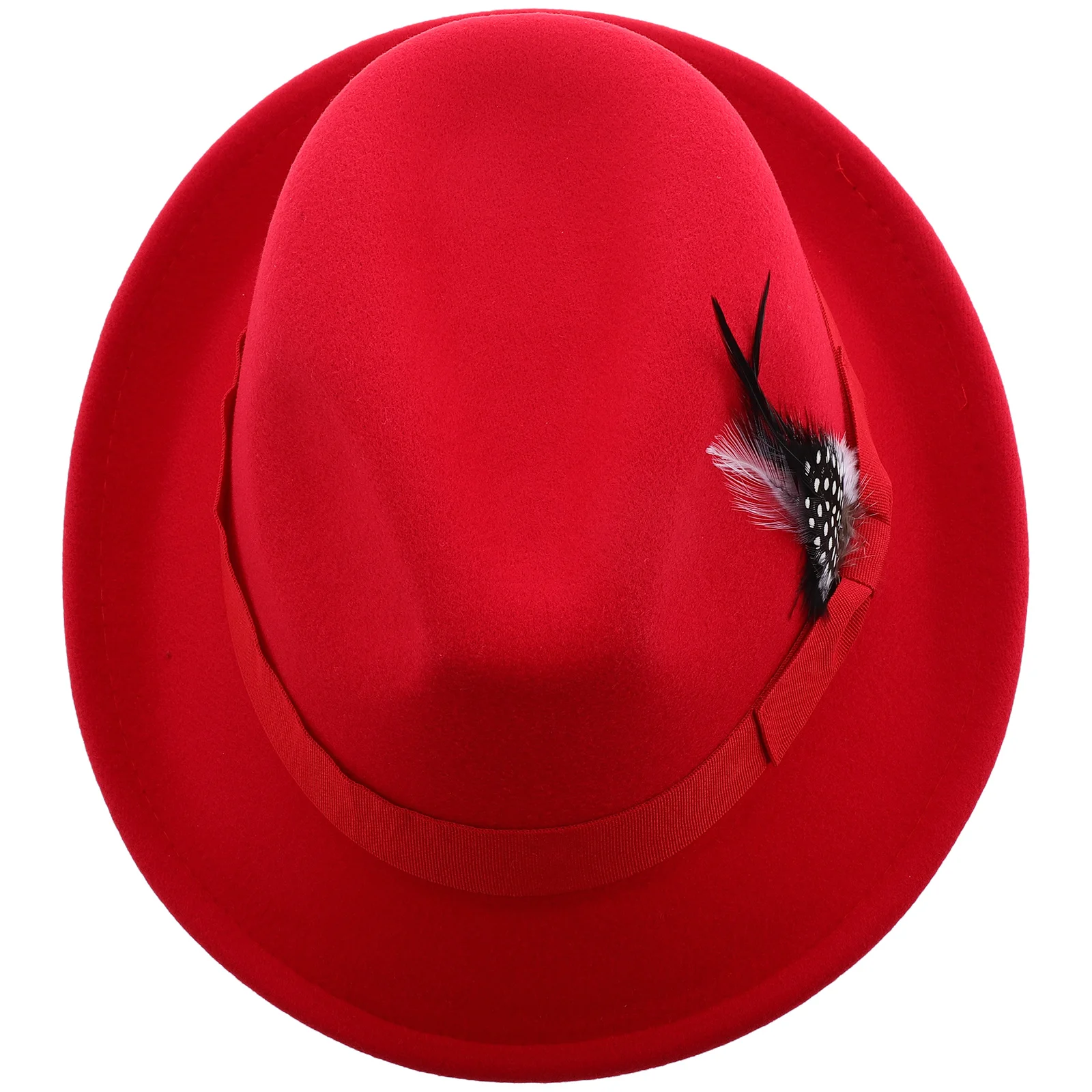 

Classic Red Fedora Hat Men Jazz Cap Stylish Warm Dress Hats Fedora Style Top Hat for Weddings Parties Dates