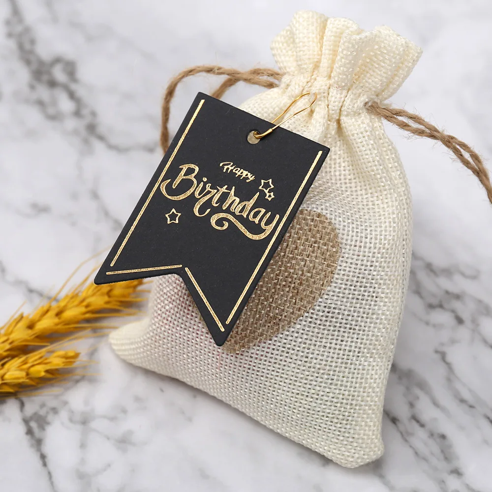 50pcs Happy Birthday Gift Tags Candy Cookie Goodie Bags Hang Tag Gifts Card Labels Kids Birthday Party Favors Packaging Supplies