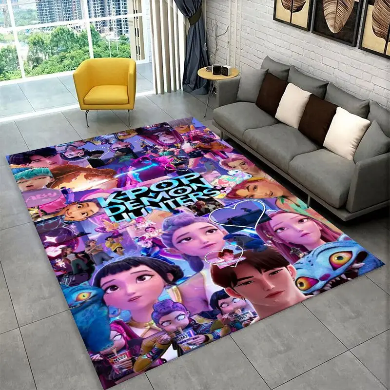 KPop D-Demon Hunters Saja Boys Cartoon Non-Slip Area Rug for Living Room,Bedroom,Playroom,Carpet Floor Mat Home Decor Rug