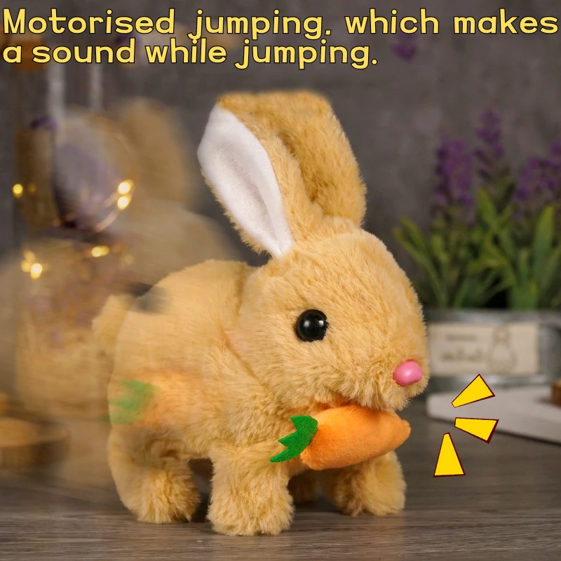 Kawaii Rabbit Electric Interactive Plush Toys Bunny With Carrot Walking Wag Tail Wiggle Ears Stuffed Peluche Doll Birthday Gift