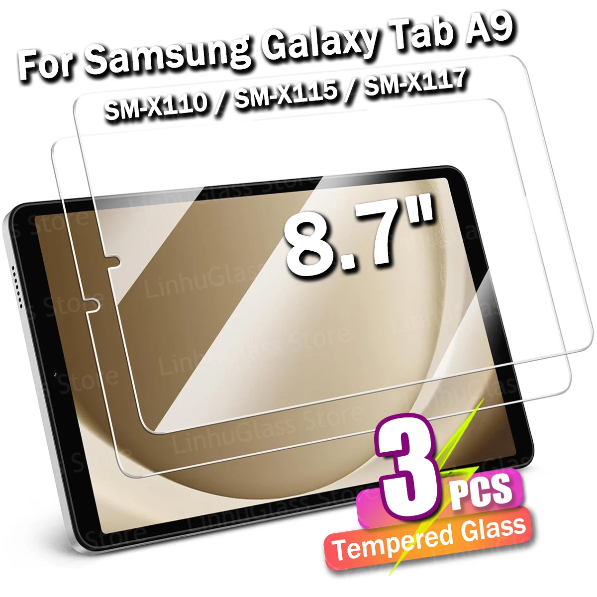 Screen Protector for Samsung Galaxy Tab A9 (8.7 Inch) 2023 SM-X110/SM-X115/SM-X117 Tempered Glass Film 9H HD Scratch-Resistant