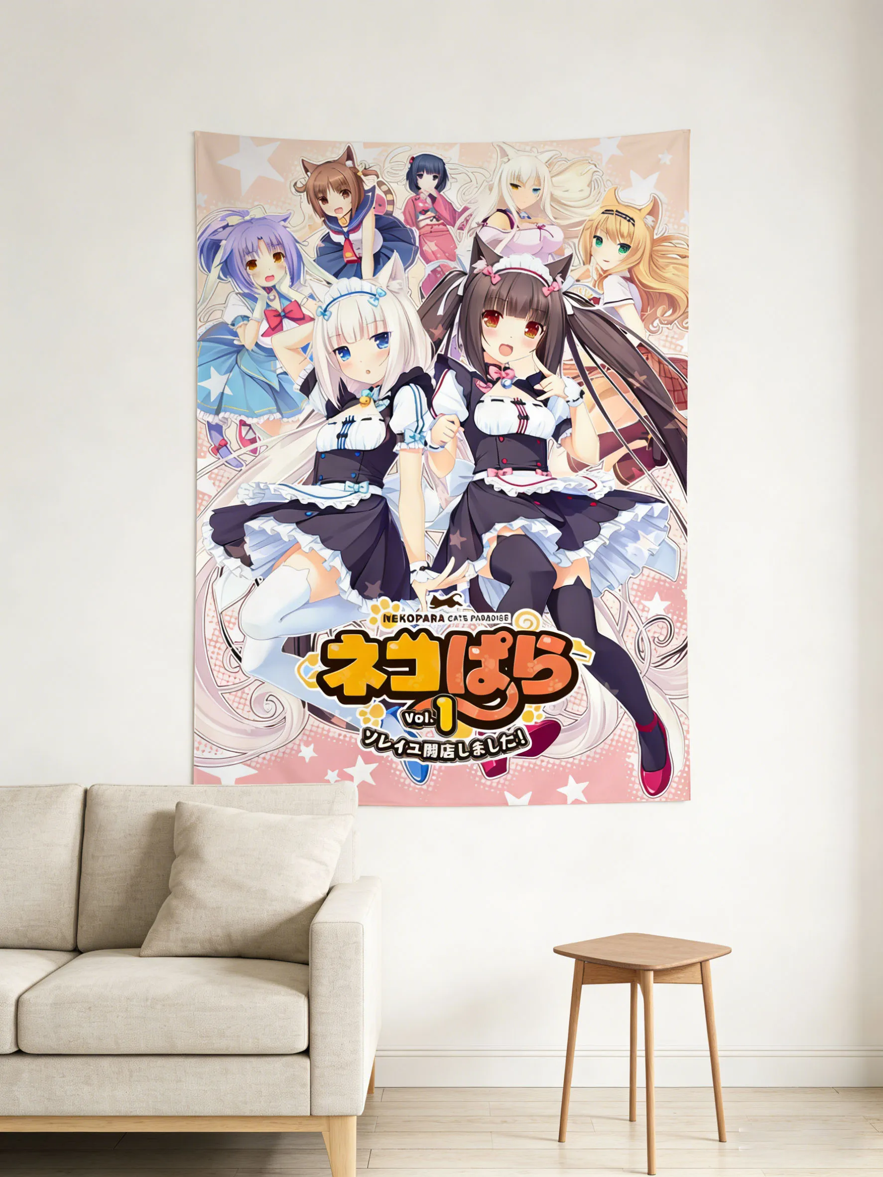 2026 Anime Nekopara Cartoon Tapestry Bohemian Style Tapestry Collection of Beautiful Girls Tapestry Aesthetic Wall Hanging Decor