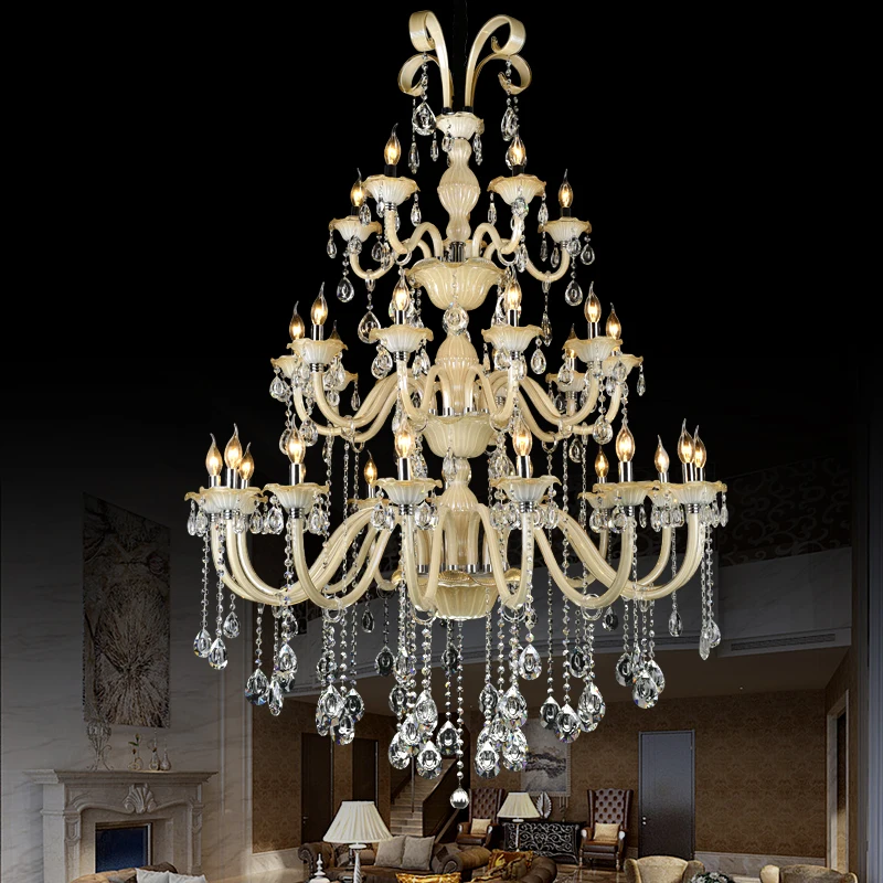 Luxury European Crystal Chandelier Pendant Lamp LED Remote Control Adjustable Height 3-Year Warranty-Decorative Hanging Lighting