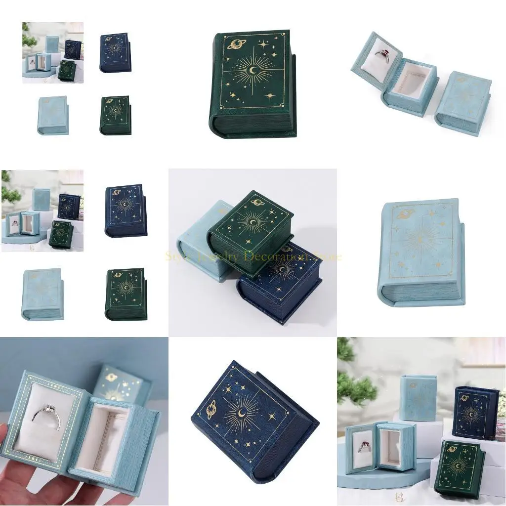 

D46E Elegant Vintage Book Ring Box Rings Case For Jewelry Storage And Display