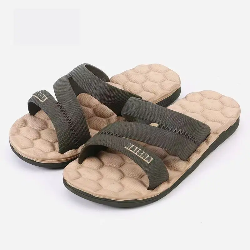 New Man's Summer One Word Slippers Soft Sole Non Slip Big Size Home Silent Slippers Bathroom Slipper Outdoor Beach Slipper