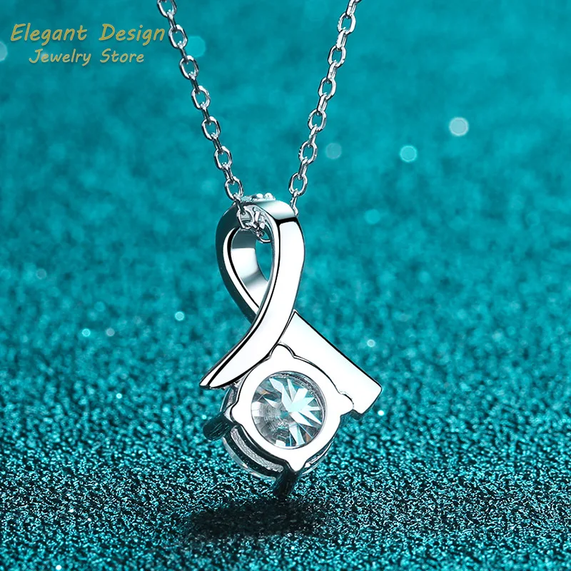 Charm Valentine's Day Gift  0.5ct/1ct Moissanite Diamond Pendant Platinum PT950 Necklace for Women Delicate Anniversary Jewelry