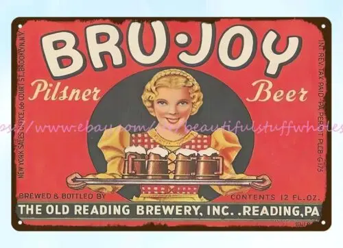 plaque of appreciation Old Reading Brewery Bru-Joy Beer metal tin sign